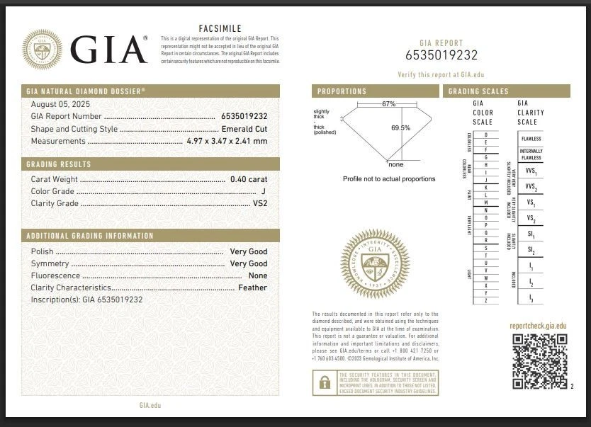 Color J/VS Clarity Loose Emerald Natural GIA CERTIFIED Diamond 4x3 mm 0.40 Ct A+ - Image 3 of 4