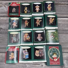  Lot of 16 Teddy Bear Vintage 1990s Hallmark Miniatures Ornaments