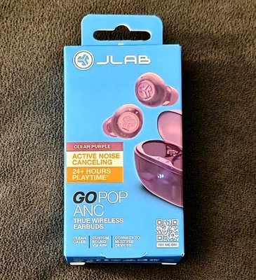 JLab Go Pop ANC Bluetooth Earbuds - Clear Purple