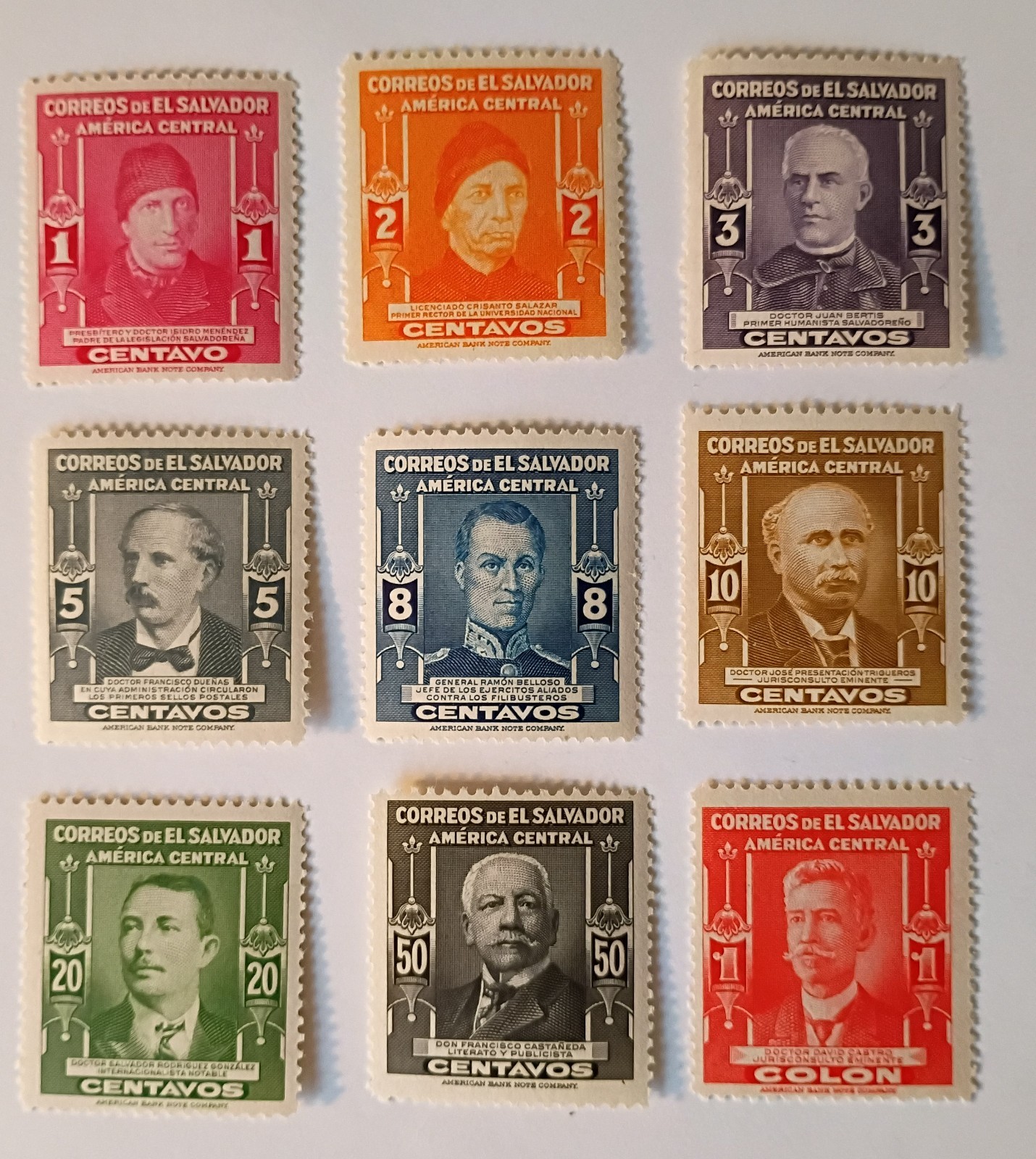 El Salvador Stamps, 1947, sc#596-604, Mint, NH, OG, VF/XF, Complete Set