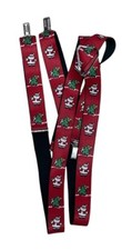 Vintage Pelican USA Christmas Suspenders Santa Christmas Tree Red Adjustable