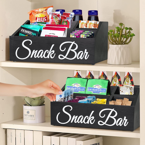 Snack Organizer for Countertop, Wooden Snack Tray and Food Storage Organizer Bin - Picture 4 of 12