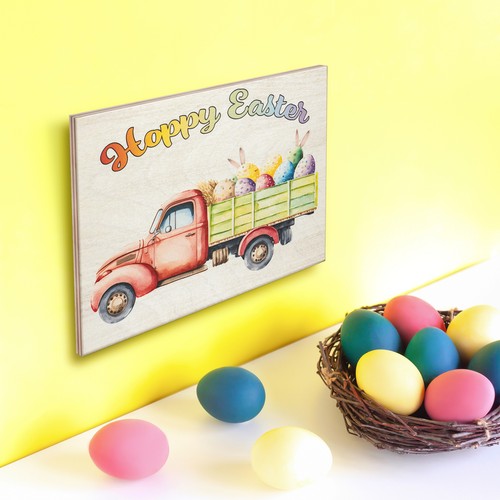 JennyGems Happy Easter Decorations, Hoppy Easter Vintage Truck, Spring Farmhouse - Bild 6 von 8