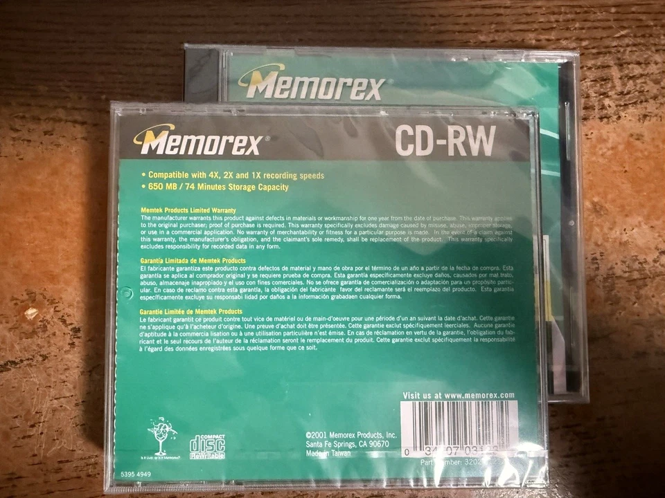 Lot of 2. Memorex 74 Min 650MB CD-RW Blank Discs with Jewel case. — 第 2/4 张图片