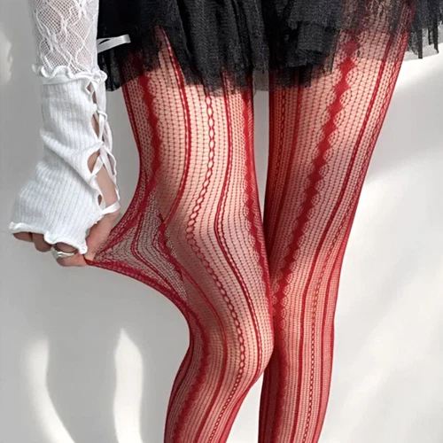Women Sexy Pantyhose Stockings Fishnet Striped Lace Pattern Fish Net Sock Tights - Picture 15 of 19