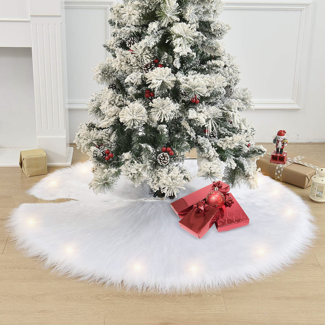 Copri Base Tappeto Gonna Albero di Natale Peluche Bianco 85cm con - Main Image