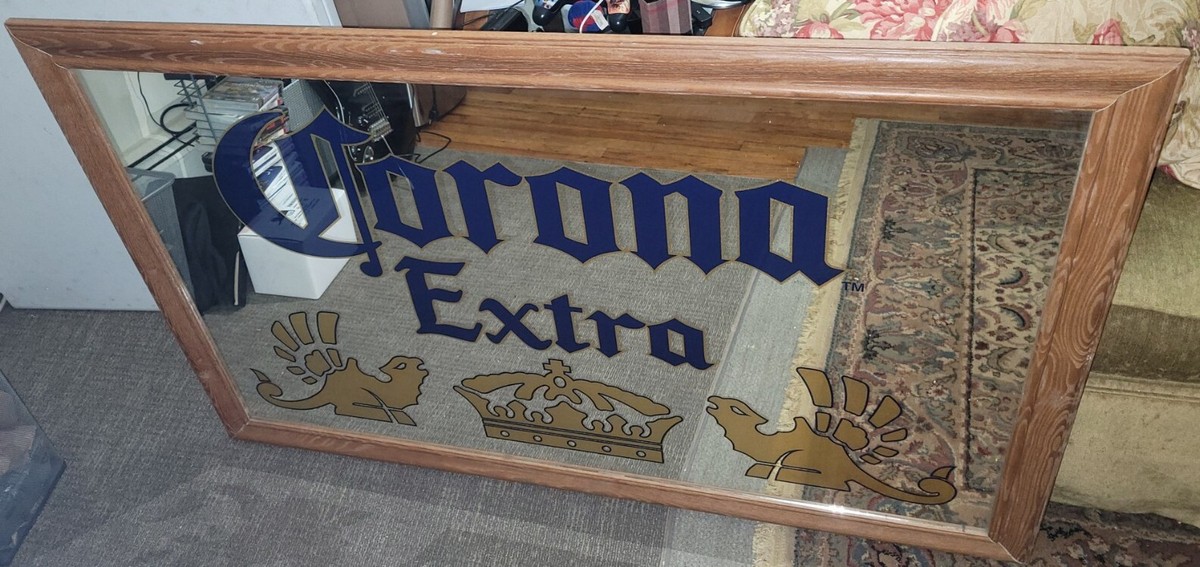 vintage Large CORONA EXTRA Bar Beer Glass Mirror Sign 51.5