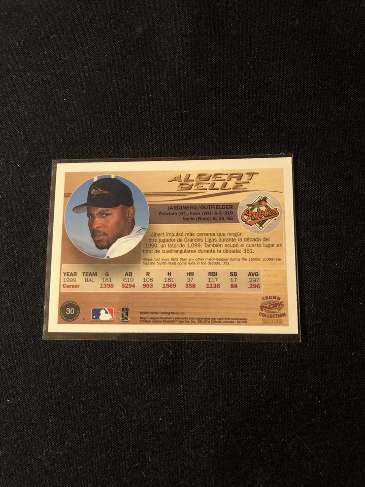 ⚾️1996🔥HittersINC🔥Albert Belle🔥#0757/4000+Pacific👑Coll#041/199+2🃏1st$25🎊 - Image 3 of 4