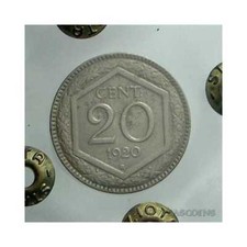 Vittorio Emanuele III - 20 Cent Esagono Liscio 1920 - N.C. Periziata
