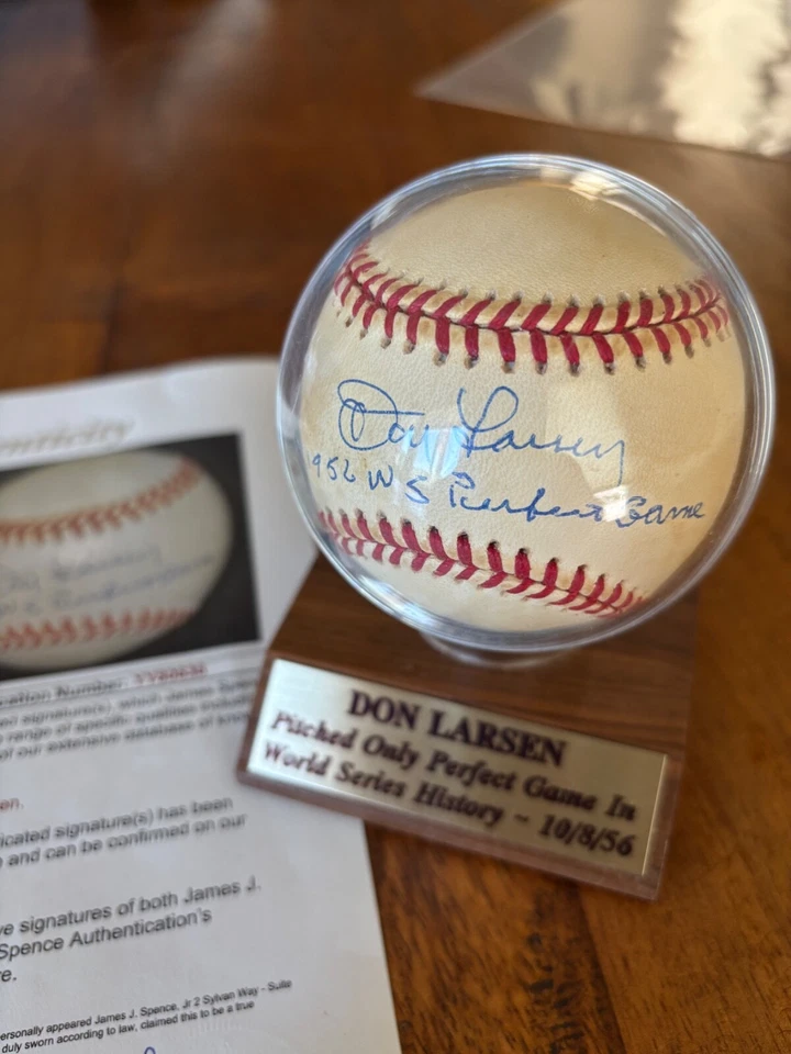 Don Larsen WS Perfect Game signed official AL ball RARE inscription JSA COA LOA - Image 2 of 4