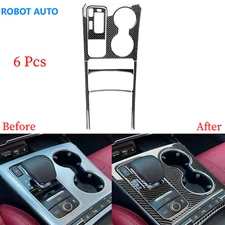 For Kia Stinger 18-23 Real Carbon Fiber Water Cup Holder Gear Shift Panel Trim