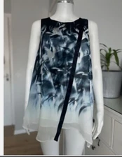 Coast Womens Blue & White, Floaty Crossover, Double-layer Top Size 10