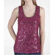 BKE Boutique Pink Sequin Tank Top Blouse size Large NWOT
