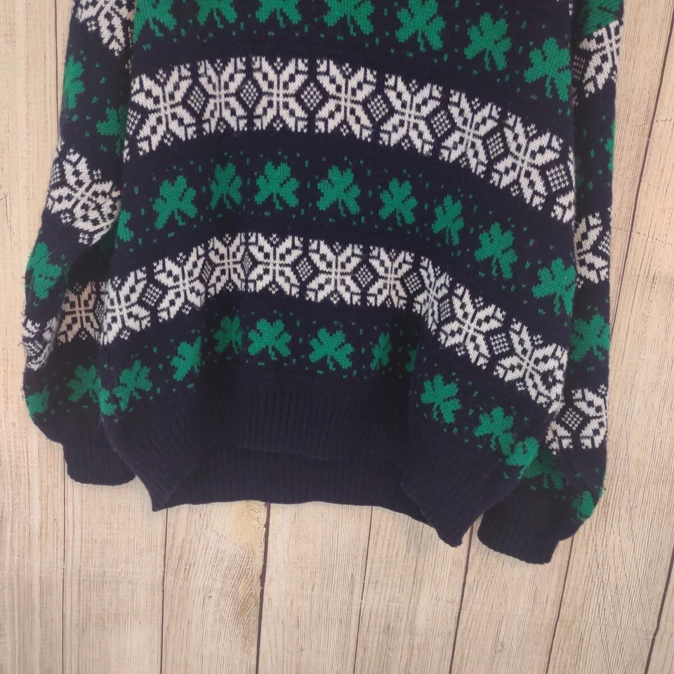 Men's Emerald Vintage Shamrock Sweater Fair Isle Nordic Ireland St Patrick  - Image 4 of 4