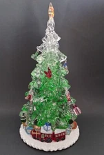 Light Up Christmas Tree Hanging Ornaments Tabletop Figure Lucite Acrylic - 12"