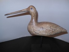 Hand Carved Folk Art Wooden Sand Piper Original Primitive  9” Long (55-BK)