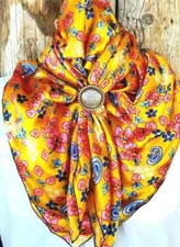 Wild Rag Scarf Western Cowboy Bandana Buckaroo Scarves Cowgirl silky floral 41"