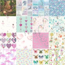 GIRLS KIDS WALLPAPER FLAMINGO UNICORN HEARTS MERMAID LLAMA STARS