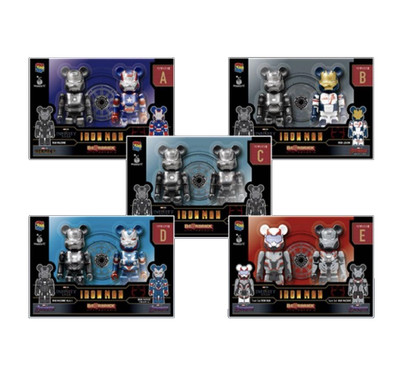 Bearbrick Medicom Toy × Happy Lottery  ''Iron Man'' (2022) 2× 100% Dual Packs OVP