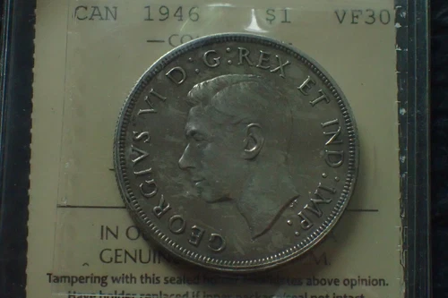 1946, 1 Dollar, VF-30,Free shipping in Canada, ICCS