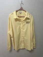 Womens 3X Waffle House University Yellow Button Down Long Sleeve Shirt