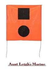 USCG Approved Marine Distress Signal SOS Flag 3' x 3' Orange Black w/ Tie Lines