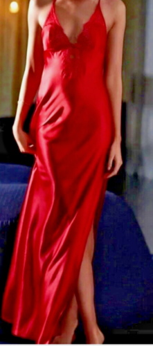 Victoria’s Secret Vintage Gold Label Red Satin Lace Maxi Lingerie Slip Dress S - Picture 1 of 6