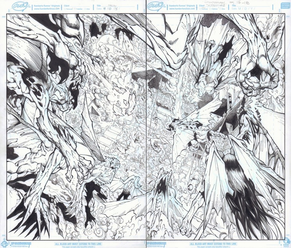 Extraordinary X-Men #2 pgs. 17 & 18 Crazy Demons DPS 2016 art by Humberto Ramos Comic Art