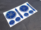 3D DOMED YAMAHA BIKE ROUNDAL STICKERS DECAL BLUE / SILVER  FULL KIT FORKS / TANK