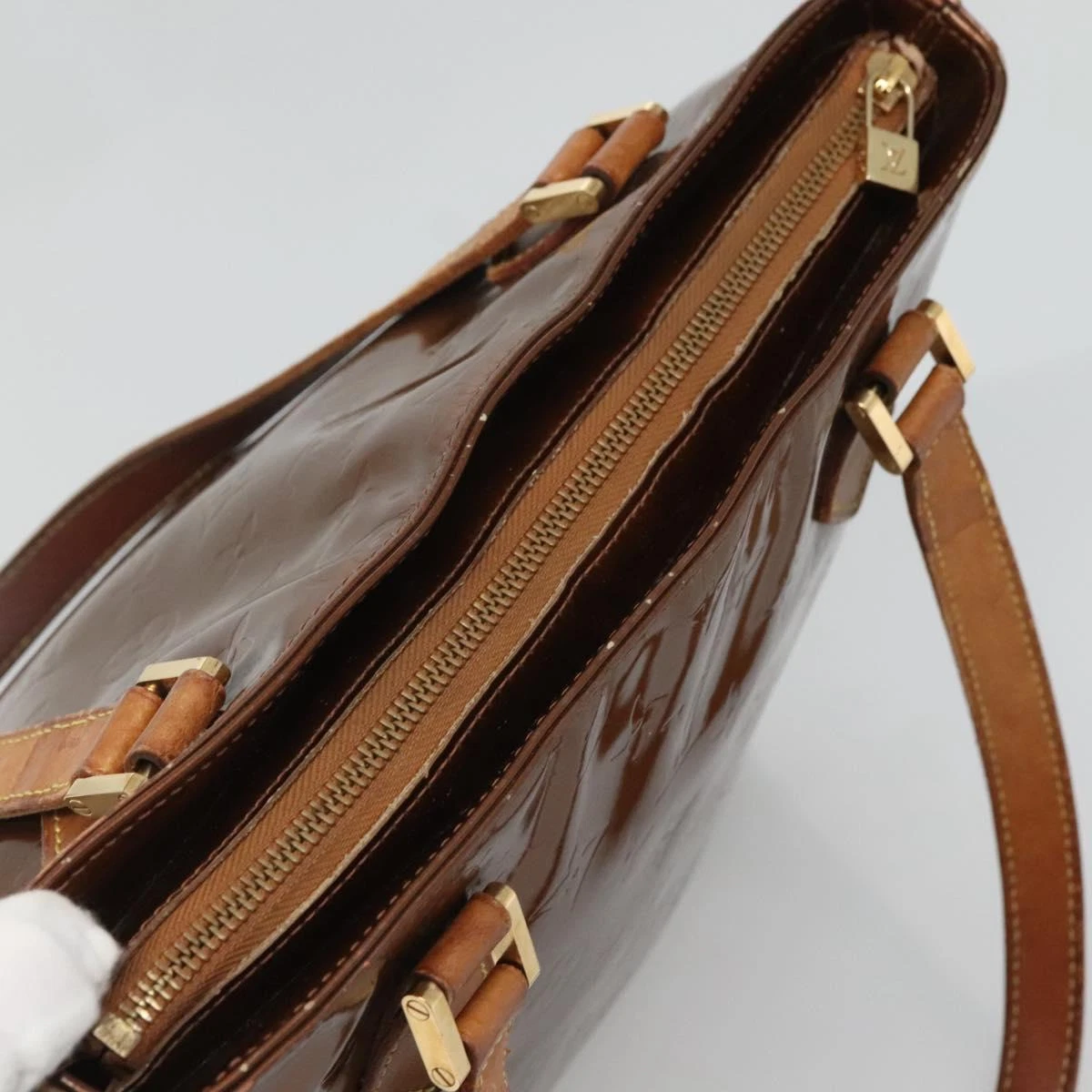 LOUIS VUITTON（LV） Borsa a mano Louis Vuitton Monogram Vernis Houston bronzo M91122 LV originale kk480