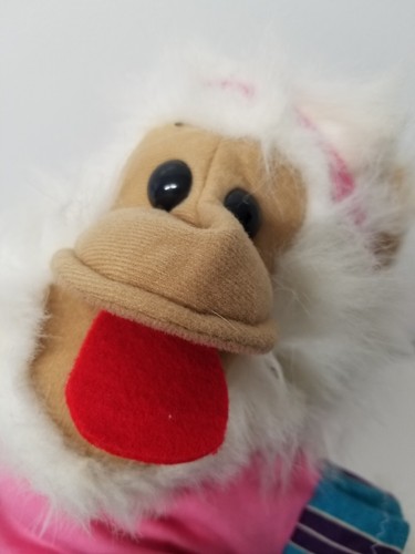 Vtg Monkey Stuffed Animal Plush Toy Hanging Hand Puppet 27"×4" Dress W/ Headband - Picture 3 of 12