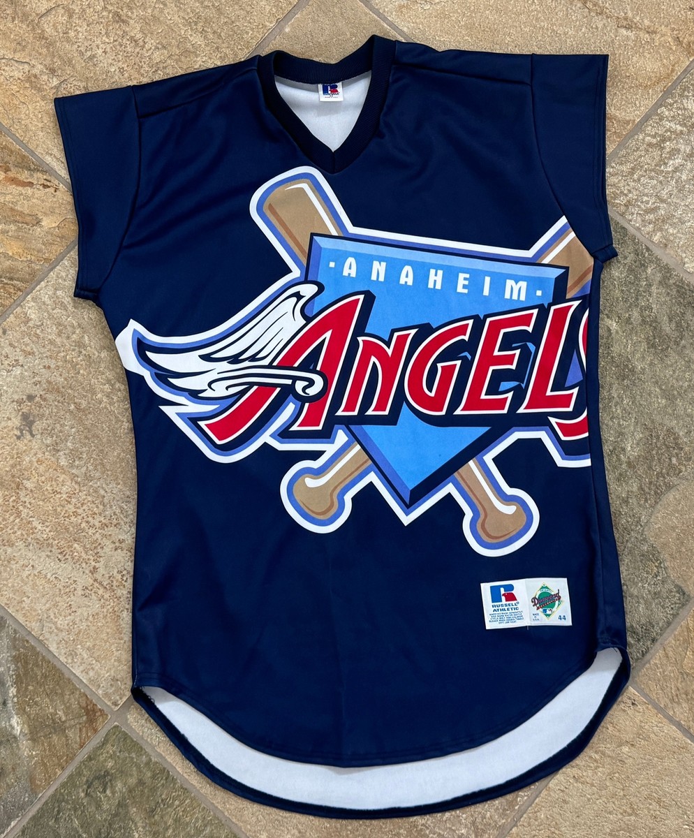 MLB エンジェルス　ジャージ　L Vintage Anaheim Angels Turn Ahead The Clock Russell Baseball