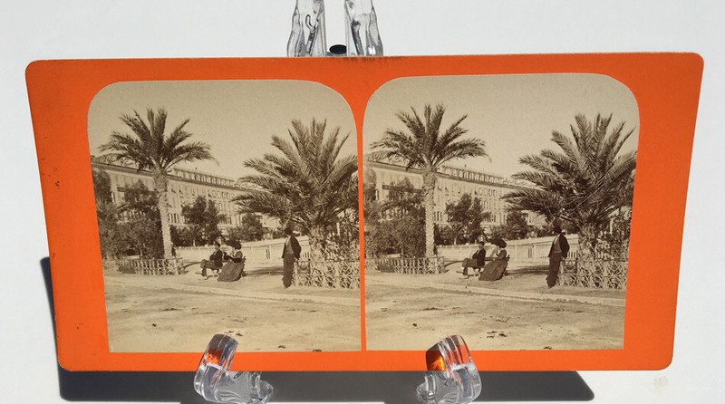 NICE FRANCE QUAI DES PALMIERS (PALM TREE QUAY) VIEW OF RIVERBED STEREOVIEW