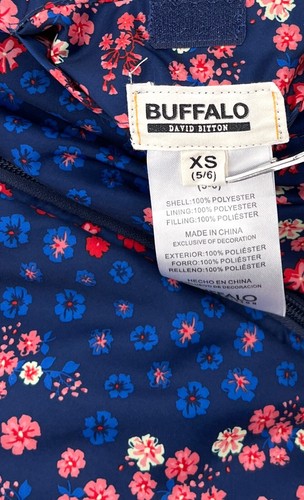 Buffalo David Button Vest Girls Extra Small 5/6 Floral Blue Reversible Sleeveles - Picture 6 of 10