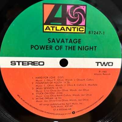 Savatage Power of the Night LP Album 1985 Atlantic 7 81247-1