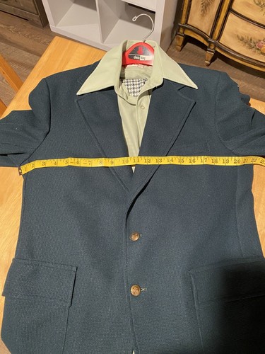Vintage 1970s men’s large green polyester suit Jacket w/ plaid pants 32 x 32 - Picture 17 of 24