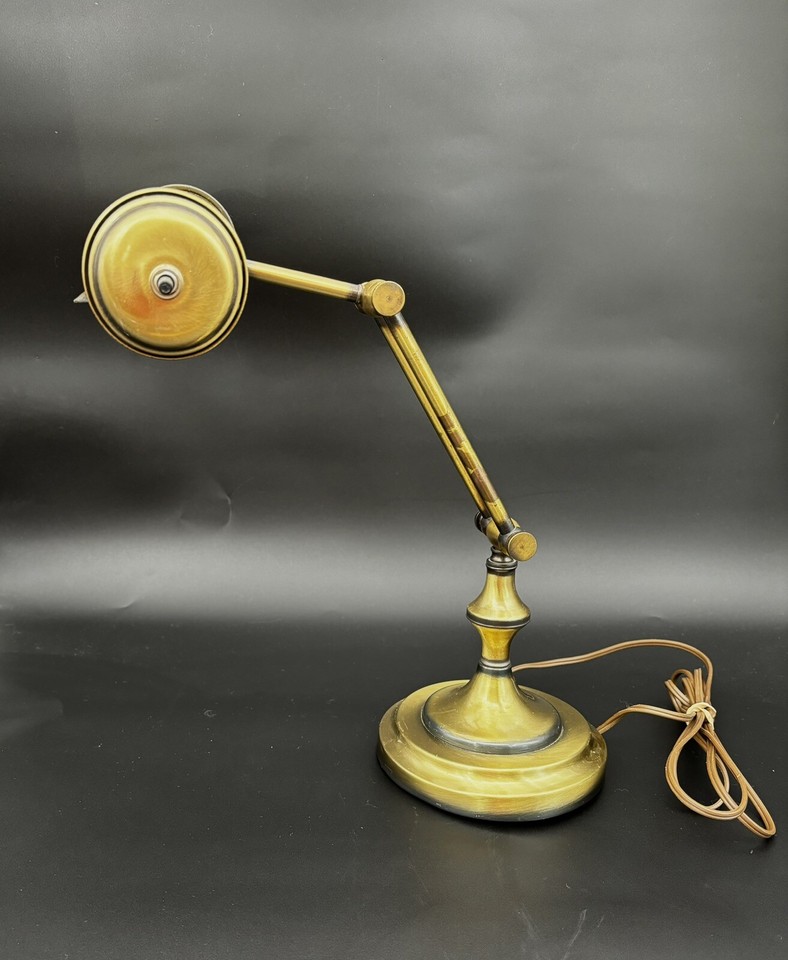 Vintage Brass Adjustable Lawyer Banker Piano Desk Lamp Underwriters