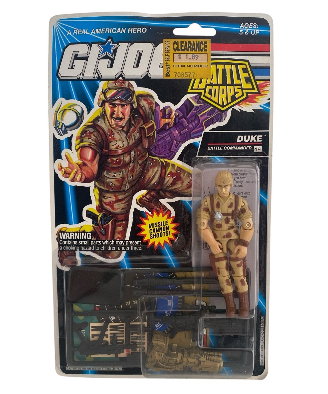 GI Joe Battle Corps #19 DUKE 3.75” Action Figure Hasbro 1992 -NEW & SEALED-