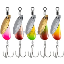 5Pcs Fishing Spinner Lures Sharp Hook Inline Spinnerbait Teardrop Box Salmon