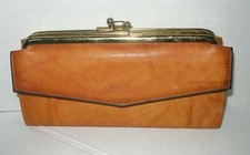 Enger Kress Fine Leather Tan Vintage Wallet Billfold with Original Inserts NWT