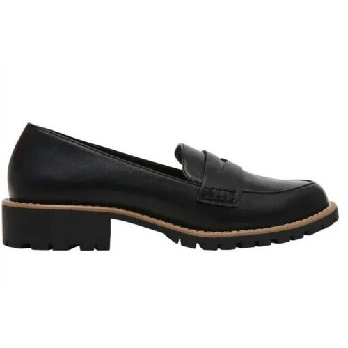 New Dolce Vita Crisp Slip On Lug Loafers Black Sz 6.5 Shoes Vegan Chunky Heel - 第 4/4 張圖片