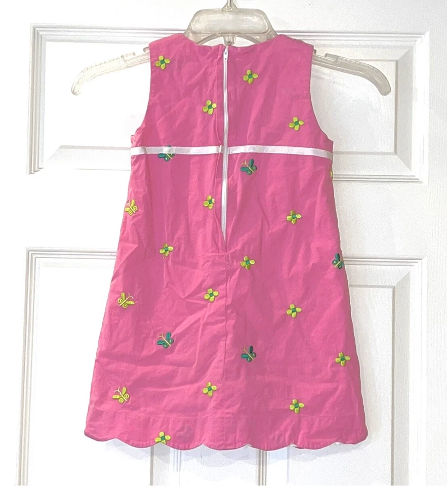 Vestido Lilly Pulitzer Niñas Bordado Mariposa Floral Sin Mangas Forrado Talla 4 Foto 2 de 4