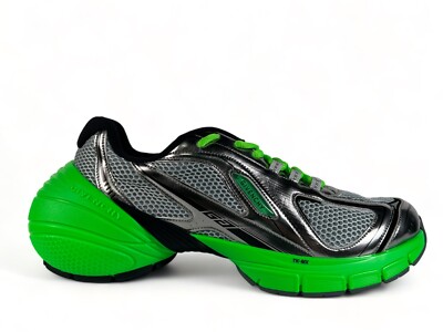 Givenchy Silver Green TK Runners Sneakers US 13, EU 46 Made in Italy