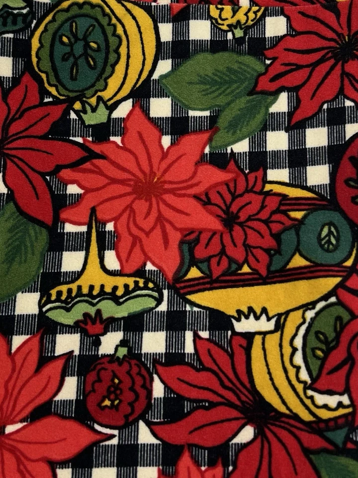 Leggings LuLaRoe OS Talla Única Difíciles de Encontrar Navidad Cuadros Búfalo Flor POINSETTIA Foto 2 de 4