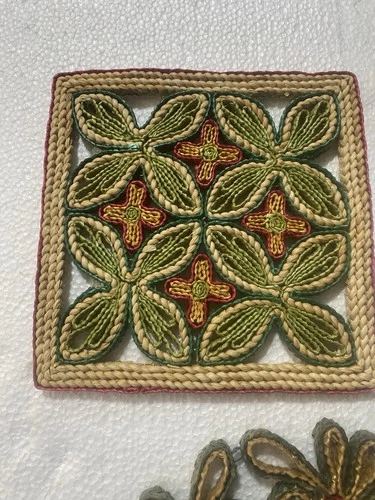 Vintage Retro Trivets Wicker Rattan Hot Plate Boho Straw Woven Kitchen Décor image 2