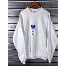 Vintage Jerzees Sweatshirt Mens XL White Made in USA Crewneck 90s Blank NWOT