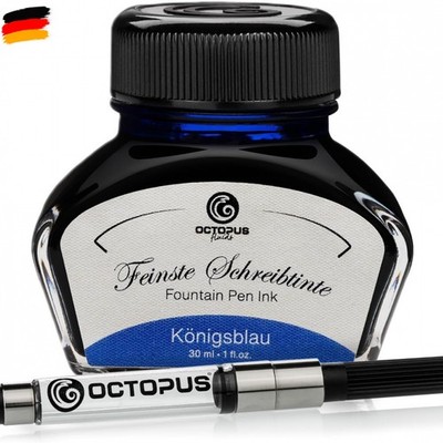 Octopus Fluids Füllhaltertinte im Tintenglas inklusive Konverter, Schreibtinte 