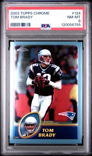 PSA 8 2003 Topps Chrome #124 Tom Brady New England Patriots NO RESERVE!
