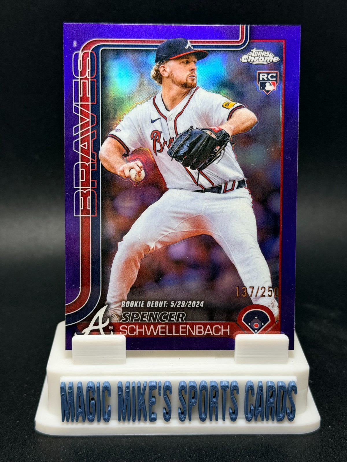 Spencer Schwellenbach Debut 2025 Topps Chrome Update Purple Refractor /250 RC