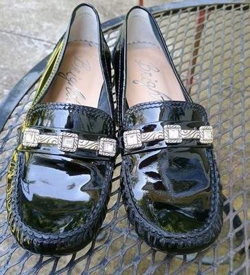 NWT Brighton Women's Black Noble Shoes Loafers Patent Leather Size 7.5